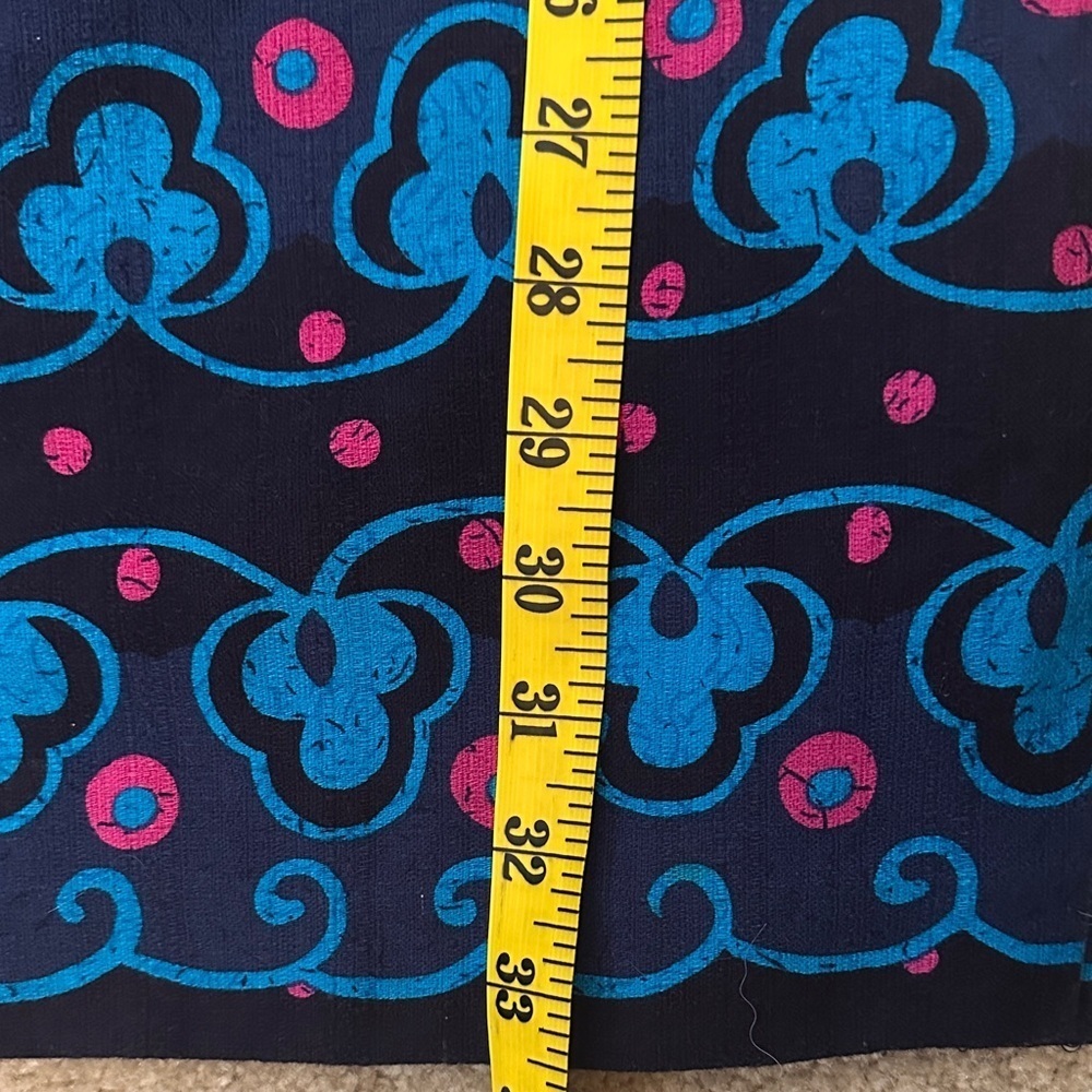Trina Turk Vibrant Blue Pink Floral Geometric Patter Cotton Shift Dress 0 - Picture 9 of 9